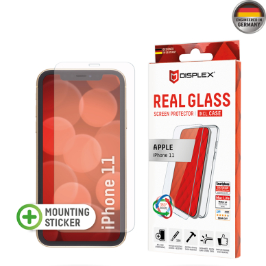 [Užsakomoji prekė] Grūdintas stikliukas iPhone 11 - Displex Real Glass + Case - Skaidrus