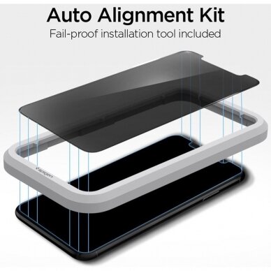 [Užsakomoji prekė] Ekrano apsauga skirta iPhone 11 / XR - Spigen Glass.TR Align Master Privacy - Juodas ORQ671 2