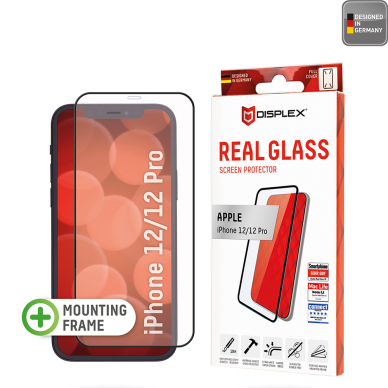 [Užsakomoji prekė] Grūdintas stikliukas iPhone 12 / 12 Pro Max - Displex Real Glass Full Cover - Juodas