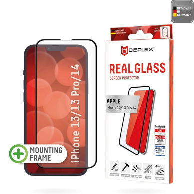 [Užsakomoji prekė] Grūdintas stikliukas iPhone 13 / 13 Pro / 14 - Displex Real Glass Full Cover - Juodas