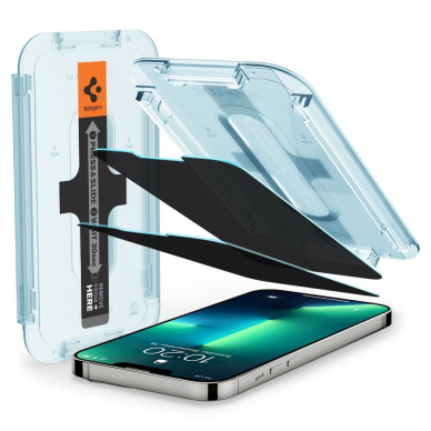 Akcija! Ekrano apsauga skirta iPhone 13 / 13 Pro / iPhone 14 (2vnt) - Spigen Glas.TR EZ FIT Privacy - permatomas   1