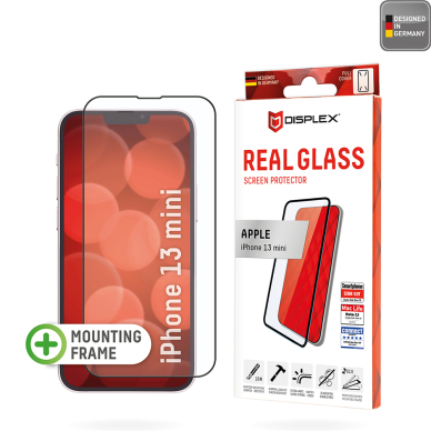 [Užsakomoji prekė] Grūdintas stikliukas iPhone 13 mini - Displex Real Glass Full Cover - Juodas