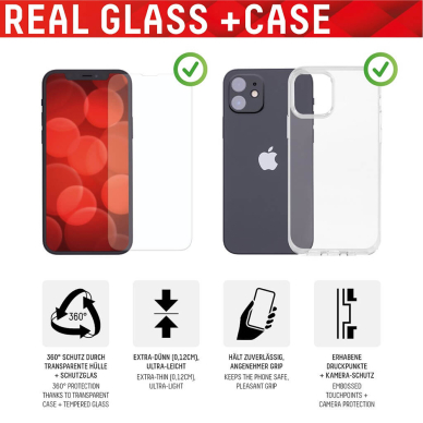 [Užsakomoji prekė] Grūdintas stikliukas iPhone 14 - Displex Real Glass + Case - Skaidrus 2