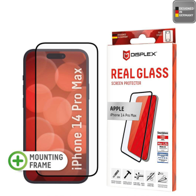 [Užsakomoji prekė] Grūdintas stikliukas iPhone 14 Pro Max - Displex Real Glass Full Cover - Juodas