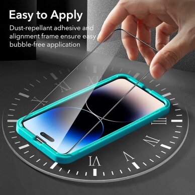 [Užsakomoji prekė] Apsauginis stikliukas iPhone 14 Pro (2vnt) - ESR Armorite Screen Protector - Juodas 2