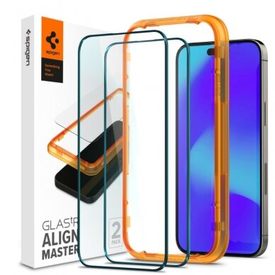 [Užsakomoji prekė] Apsauginis stikliukas iPhone 14 Pro - Spigen Glas.TR Align Master - Juodas