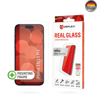 [Užsakomoji prekė] Grūdintas stikliukas iPhone 15 / 15 Pro - Displex Real Glass 2D - Skaidrus