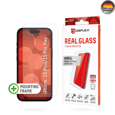 [Užsakomoji prekė] Grūdintas stikliukas iPhone 15 Plus / 15 Pro Max - Displex Real Glass 2D - Skaidrus