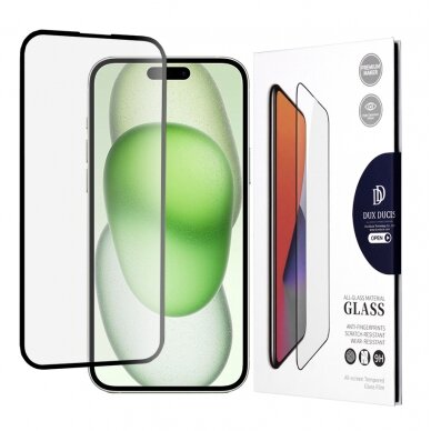 [Užsakomoji prekė] Apsauginis stikliukas iPhone 15 Plus - Dux Ducis TempeRaudonas Glass - Juodas