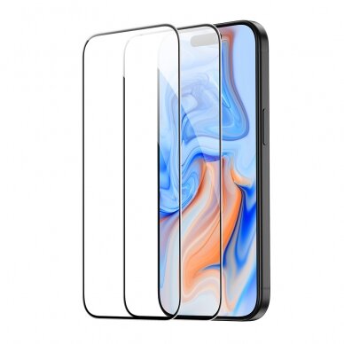 [Užsakomoji prekė] Apsauginis stikliukas iPhone 15 Plus (set 2) - ESR TempeRed Glass - Juodas 3