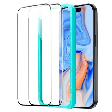 [Užsakomoji prekė] Apsauginis stikliukas iPhone 15 Plus (set 2) - ESR TempeRed Glass - Juodas 6