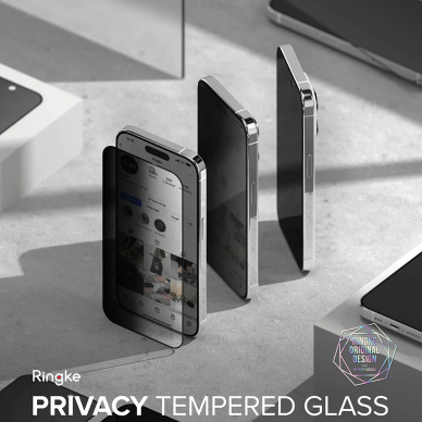 [Užsakomoji prekė] Apsauginis stikliukas iPhone 15 Pro Max - Ringke Cover Display TempeRaudonas Glass - Privacy 1