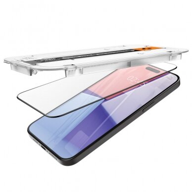 [Užsakomoji prekė] Apsauginis stikliukas iPhone 15 Pro Max - Spigen Glas.TR EZ FIT - Juodas 5