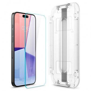 [Užsakomoji prekė] Apsauginis stikliukas iPhone 15 Pro - Spigen Glas.TR EZ FIT - Skaidrus 2