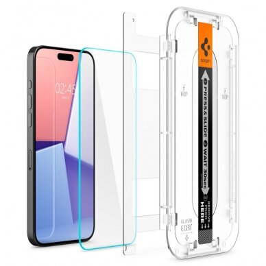 [Užsakomoji prekė] Apsauginis stikliukas iPhone 15 Pro - Spigen Glas.TR EZ FIT - Skaidrus 5