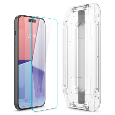 [Užsakomoji prekė] Apsauginis stikliukas iPhone 15 (2vnt) - Spigen Glas.TR EZ FIT - Skaidrus 2