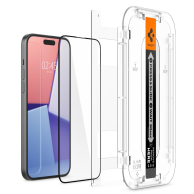 [Užsakomoji prekė] Apsauginis stikliukas iPhone 15 - Spigen Glas.TR EZ FIT - Juodas 1