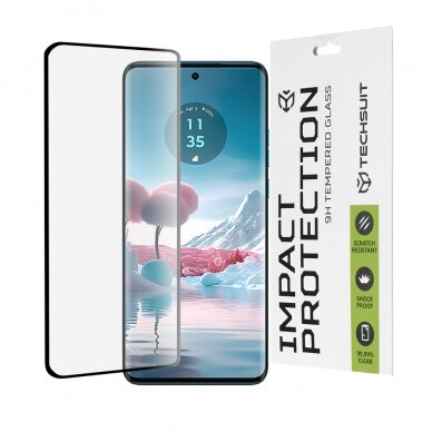 [Užsakomoji prekė] Apsauginis stikliukas Motorola Edge 40 Neo - Techsuit 111D Full Cover / Full Glue Glass / 3D Curved Screen - Juodas