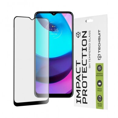 [Užsakomoji prekė] Ekrano apsauga skirta Motorola Moto E20 - Techsuit 111D Full Cover / Full Glue Glass - Juodas TMT774