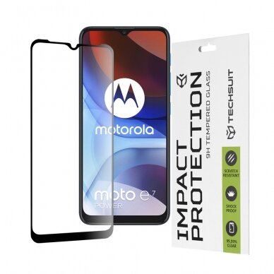 [Užsakomoji prekė] Ekrano apsauga skirta Motorola Moto E7 Power / Moto E7i Power - Techsuit 111D Full Cover / Full Glue Glass - Juodas TMT774