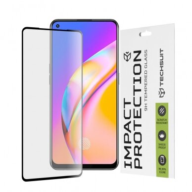 [Užsakomoji prekė] Ekrano apsauga skirta Oppo A74 4G / A94 4G / A94 5G / A95 / Find X5 Lite / Reno5 Lite / Reno5 Z / Reno7 5G / Realme 9 4G / 9 Pro Plus - Techsuit 111D Full Cover / Full Glue Glass - Juodas RLM233 FOZ031