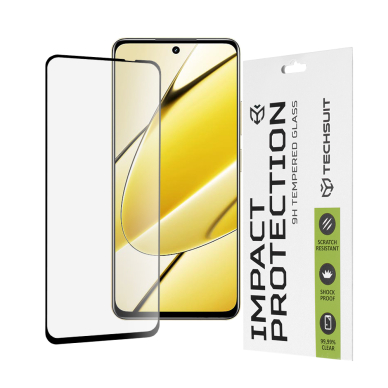 [Užsakomoji prekė] Apsauginis stikliukas Realme 11 5G - Techsuit 111D Full Cover / Full Glue Glass - Juodas