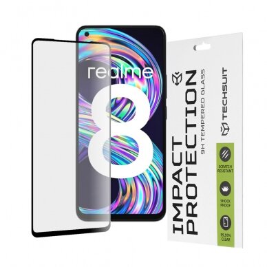 [Užsakomoji prekė] Ekrano apsauga skirta Realme 8 4G / 8 Pro - Techsuit 111D Full Cover / Full Glue Glass - Juodas RLM233