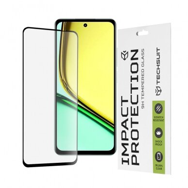 [Užsakomoji prekė] Apsauginis stikliukas Realme C67 4G - Techsuit 111D Full Cover / Full Glue Glass - Juodas