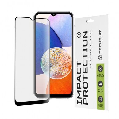 [Užsakomoji prekė] Apsauginis stikas Samsung Galaxy A14 5G - Techsuit 111D Full Cover / Full Glue Glass - Juodas