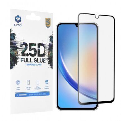 [Užsakomoji prekė] Apsauginis stikas Samsung Galaxy A34 5G - Lito 2.5D FullGlue Glass - Juodas