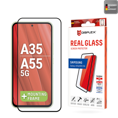 [Užsakomoji prekė] Grūdintas stikliukas Samsung Galaxy A35 5G / A55 5G - Displex Real Glass Full Cover - Juodas