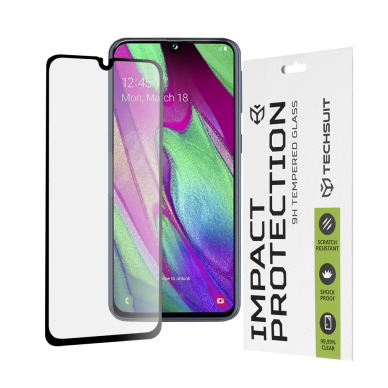 [Užsakomoji prekė] Ekrano apsauga skirta Samsung Galaxy A40 - Techsuit 111D Full Cover / Full Glue Glass - Juodas