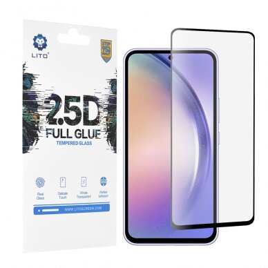 [Užsakomoji prekė] Apsauginis stikas Samsung Galaxy A54 - Lito 2.5D FullGlue Glass - Juodas