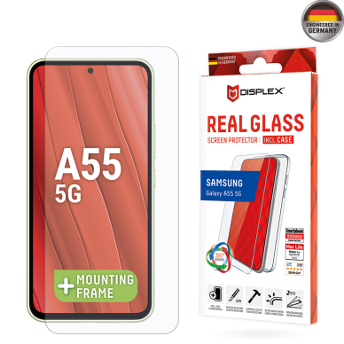 [Užsakomoji prekė] Grūdintas stikliukas Samsung Galaxy A55 5G - Displex Real Glass + Case - Skaidrus