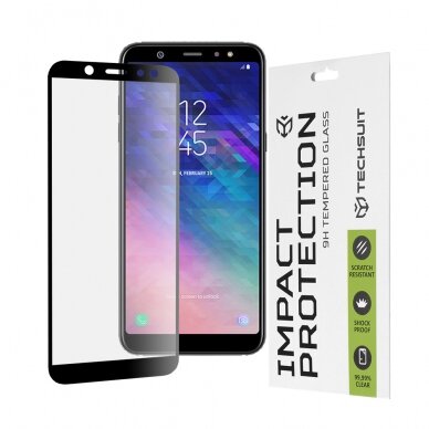 [Užsakomoji prekė] Ekrano apsauga skirta Samsung Galaxy A6 2018 - Techsuit 111D Full Cover / Full Glue Glass - Juodas