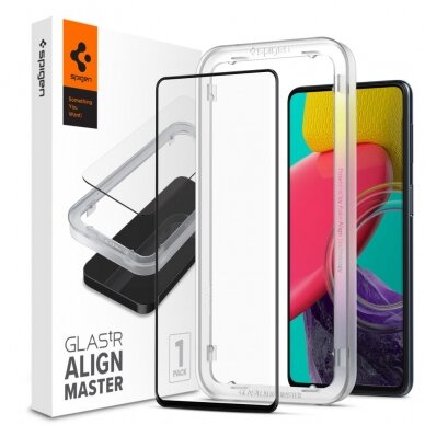 [Užsakomoji prekė] Ekrano apsauga skirta Samsung Galaxy M53 - Spigen Glass.TR Align Master - Juodas