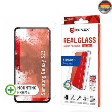 [Užsakomoji prekė] Grūdintas stikliukas Samsung Galaxy S23 - Displex Real Glass + Case - Skaidrus