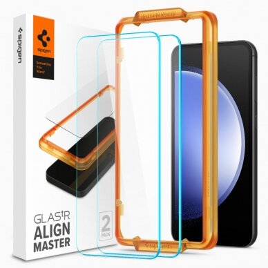 [Užsakomoji prekė] Apsauginis stikliukas Samsung Galaxy S23 FE (2vnt) - Spigen Glas.TR Align Master - Skaidrus