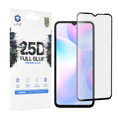 [Užsakomoji prekė] Ekrano apsauga skirta Xiaomi Redmi 9A / Redmi 9AT / Redmi 9C / Redmi 9C NFC - Lito 2.5D FullGlue Glass - Juodas