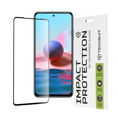 [Užsakomoji prekė] Ekrano apsauga skirta Xiaomi Redmi Note 10 4G / Note 10S / Poco M5s - Techsuit 111D Full Cover / Full Glue Glass - Juodas