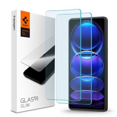 [Užsakomoji prekė] Ekrano apsauga skirta Xiaomi Redmi Note 12 Pro / 12 Pro+ / Poco X5 Pro (2vnt) - Spigen Glas.tR Slim - permatomas