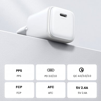 GaN USB C 30W PD Ugreen Nexode Mini fast charger - Baltas 7