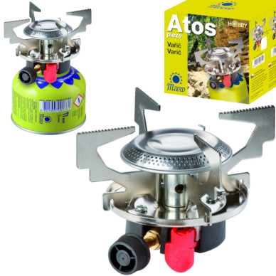 Gas camping stovegas cartridges (thread or valve) ATOS piezo igniter 1.8kW