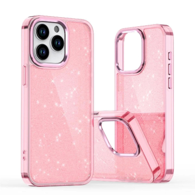 Dėklas Glitter iPhone 16 - pink with glitter