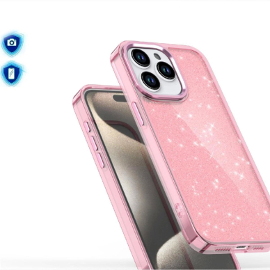 Dėklas Glitter iPhone 16 Pro Max - pink with glitter 1