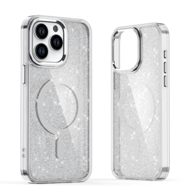 Dėklas Glitter MagSafe iPhone 16 - baltas