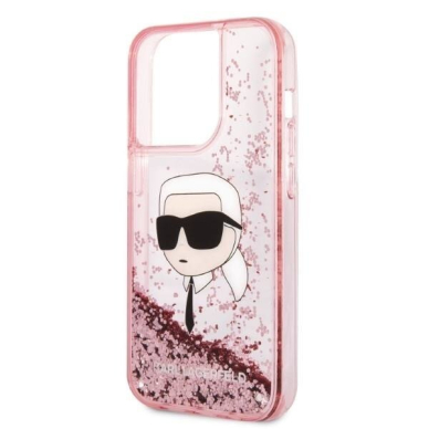 Telefono Dėklas Karl Lagerfeld Glitter Karl's Head iPhone 14 Pro Max Rožinis Skaidrus GNZ022 1