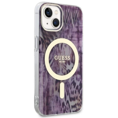 Telefono Dėklas Case Guess iPhone 14 6.1" Rožinis hardcase Leopard MagSafe GNZ022 1