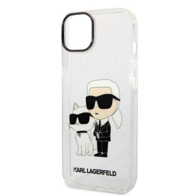 Telefono Dėklas Karl Lagerfeld Glitter Karl&Choupette na iPhone 14 Plus Skaidrus  GNZ022 1