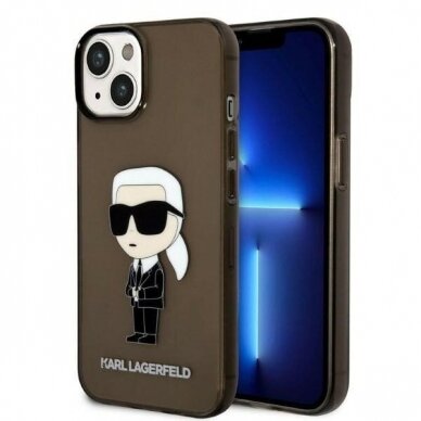 Telefono Dėklas Karl Lagerfeld Ikonik Karl na iPhone 14 Plus Skaidrus Juodas GNZ022